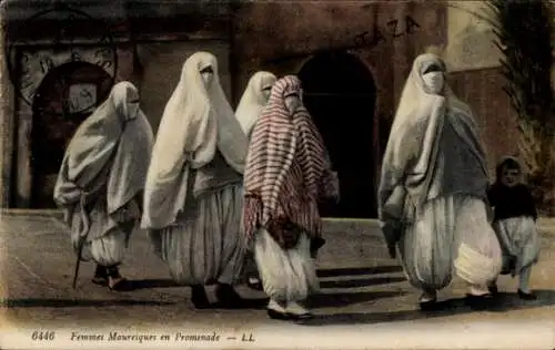 Ak Maghreb, Araberinnen, Arabische Tracht, Promenade