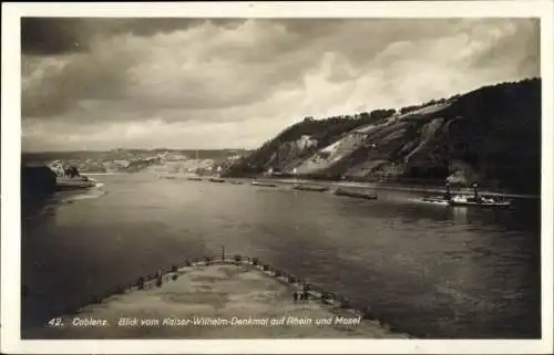 Ak Koblenz am Rhein, Coblence, Panorama, Blick vom Kaiser-Wilhelm-Denkmal