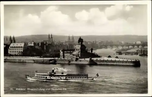 Ak Koblenz am Rhein, Moselmündung, Deutsches Eck