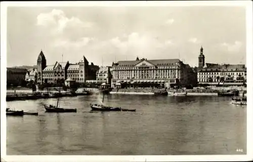 Ak Koblenz am Rhein, Teilansicht, Deutsche Jugendherberge Koblenz, Schiffe