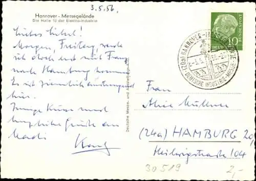 Ak Hannover in Niedersachsen, Messegelände, Halle 10 der Elektro Industrie