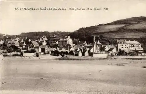 Ak Saint Michel en Greve Cotes d'Armor, vue generale, la Greve