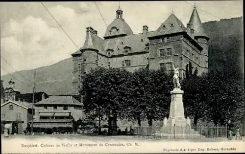 Ak Vizille Isère, Schloss, Hundertjahrfeier-Denkmal