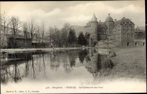 Ak Vizille Isère, Schloss, Park