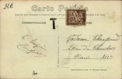 Ak Bourges-Cher, Rue Parmentier, Markthalle