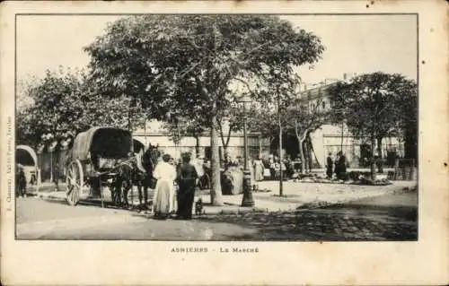 Ak Asnières-sur-Seine Hauts-de-Seine, Der Markt