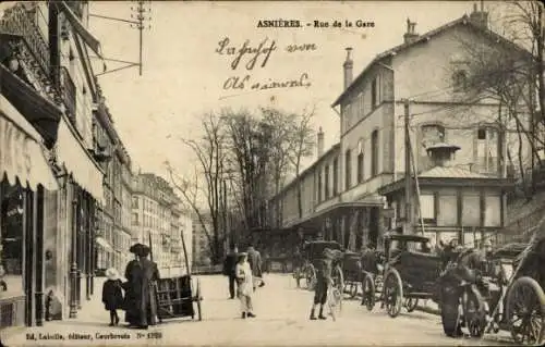 Ak Asnières-sur-Seine Hauts-de-Seine, Rue de la Gare