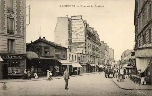 Ak Asnières-sur-Seine Hauts-de-Seine, Rue de la Station