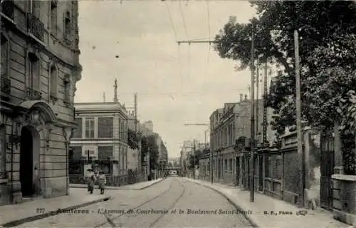 Ak Asnières-sur-Seine Hauts-de-Seine, Avenue de Courbevoie und Boulevard Saint Denis