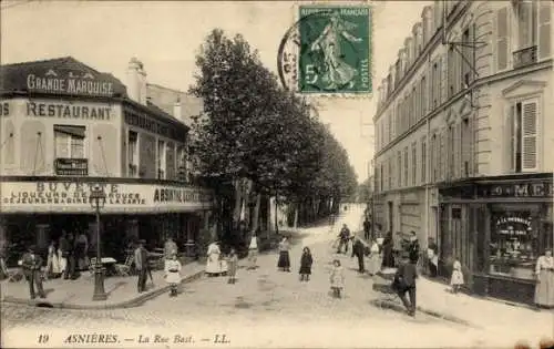 Ak Asnières-sur-Seine Hauts-de-Seine, La Rue Bast, Restaurant