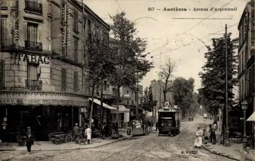 Ak Asnières-sur-Seine Hauts-de-Seine, Avenue de Argenteuil, Straßenbahn