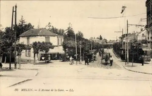 Ak Melun Seine et Marne, Avenue de la Gare