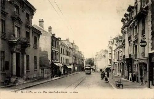 Ak Melun Seine et Marne, La Rue Saint Amorosse