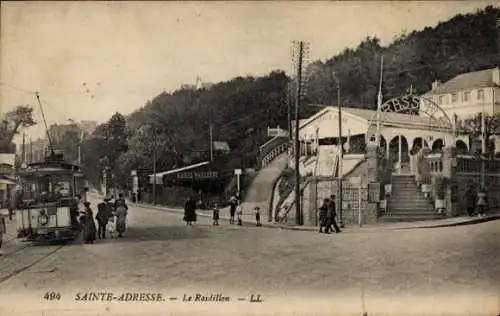 Ak Sainte Adresse Seine Maritime, Le Raidillon, Straßenbahn