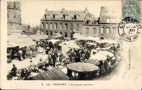 Ak Le Tréport Seine Maritime, Grand Marché