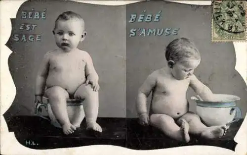 Ak Bebe est Sage, s'amuse, Baby mit Nachttopf