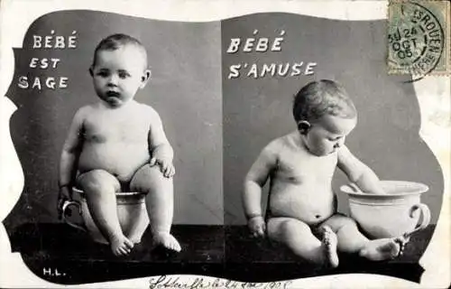 Ak Bebe est Sage, s'amuse, Baby mit Nachttopf