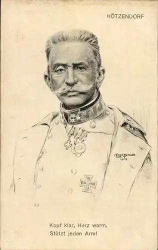 Künstler Ak Österreichischer GeneralfeldmarschallFranz Conrad von Hötzendorf, Portrait