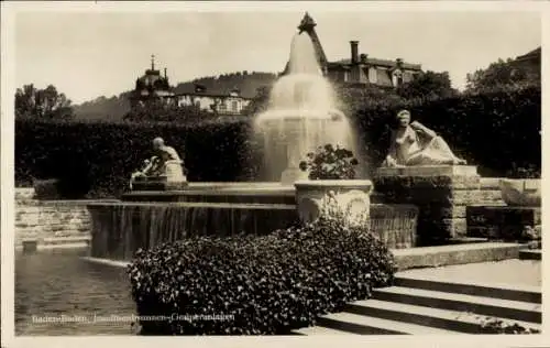 Ak Baden Baden am Schwarzwald, Josefinenbrunnen, Gönneranlagen