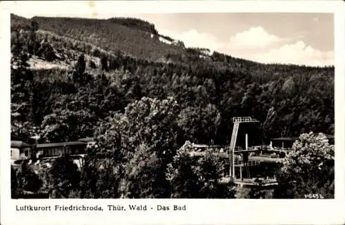 Ak Friedrichroda im Thüringer Wald, Freibad, Sprungturm