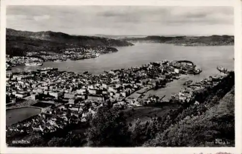 Ak Bergen Norwegen, Panorama vom Ort