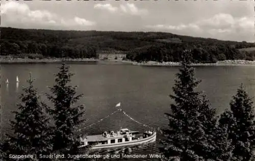 Ak Langscheid am Sorpesee Sundern im Sauerland, Jugendherberge, Mendener Wiese