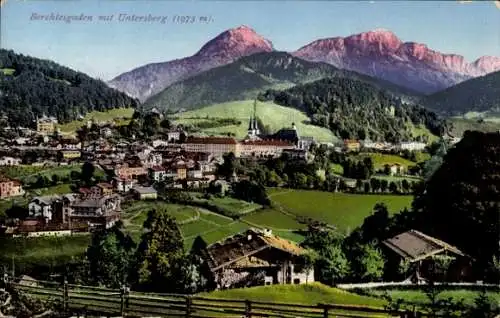 Ak Berchtesgaden in Oberbayern, Gesamtansicht, Untersberg