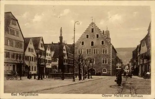 Ak Bad Mergentheim in Tauberfranken, oberer Markt, Rathaus