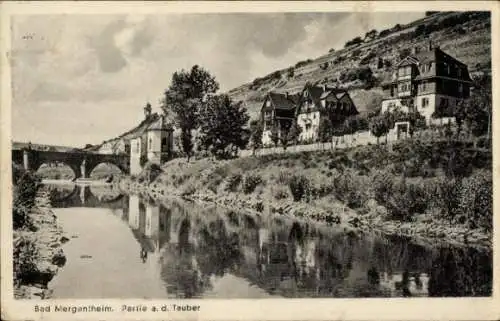 Ak Bad Mergentheim in Tauberfranken, Partie an der Tauber, Brücke, Fluss