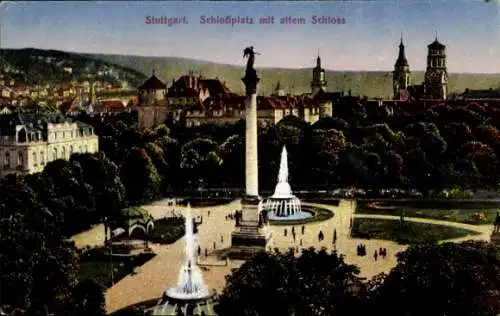 Ak Stuttgart in Württemberg, Schlossplatz, altes Schloss