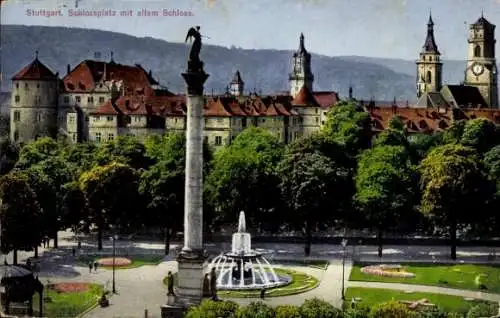 Ak Stuttgart in Württemberg, Schlossplatz, altes Schloss