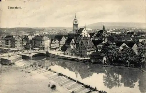 Ak Cannstatt Stuttgart in Württemberg, Gesamtansicht, Neckar