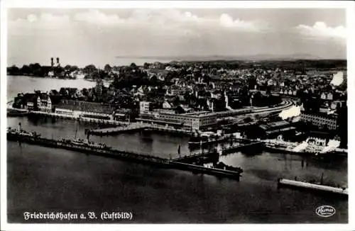 Ak Friedrichshafen am Bodensee, Luftbild, Hafen