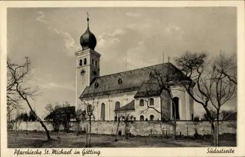 Ak Götting Bruckmühl in Oberbayern, Pfarrkirche St. Michael, Südostseite