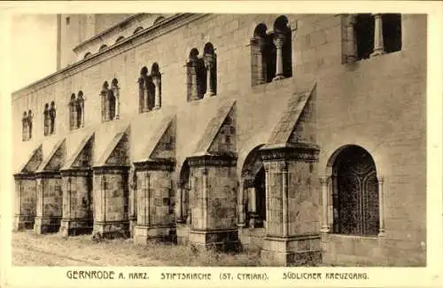 Ak Gernrode Quedlinburg Harz, Stiftskirche St. Cyriaki, Südlicher Kreuzgang