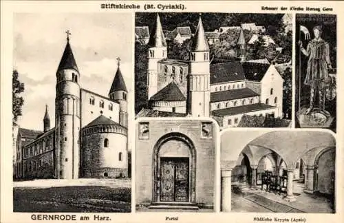 Ak Gernrode Quedlinburg im Harz, Stiftskirche St. Cyriaki, Portal, Südliche Krypta