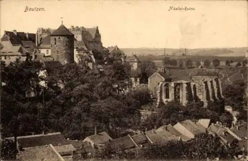 Ak Bautzen in der Oberlausitz, Nicolai-Ruine