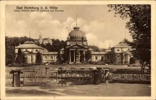 Ak Bad Homburg vor der Höhe Hessen, Kaiser Wilhelm-Bad, Denkmal, Brunnen