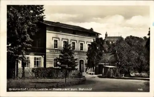 Ak Braunsdorf Lichtenwalde Niederwiesa Sachsen, Restaurant zum Bahnhof