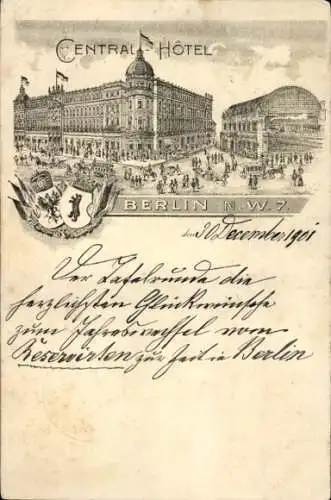 Litho Berlin Mitte, Central Hotel, Bahnhof Friedrichstraße, Wappen