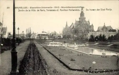 Ak Brüssel Brüssel, Weltausstellung 1910, Garten der Stadt Paris, Terrassen