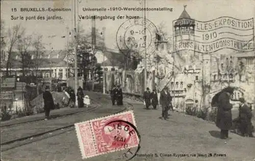 Ak Brüssel Brüssel, Weltausstellung 1910, Auf der Gartenbrücke