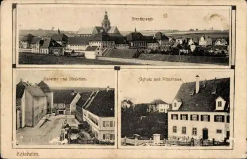 Ak Kaisheim in Schwaben Bayern, Strafanstalt, Kaserne, Direktion, Schule, Pfarrhaus