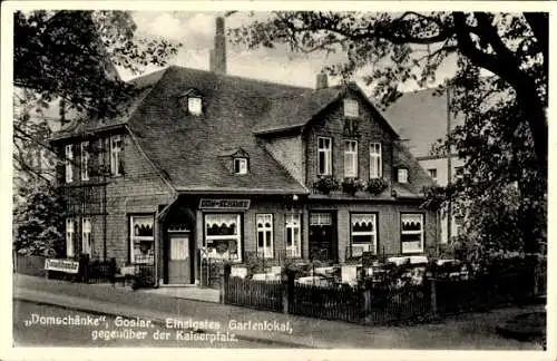 Ak Goslar am Harz, Gartenlokal Domschänke, gegenüber der Kaiserpfalz, Hoheweg 11