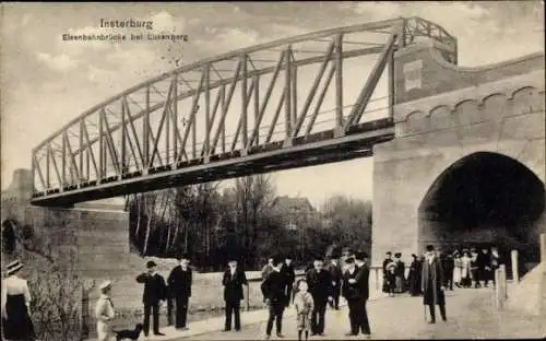 Ak Tschernjachowsk Insterburg Ostpreußen, Eisenbahnbrücke bei Luxenberg