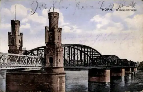 Ak Toruń Thorn Westpreußen, Weichselbrücke