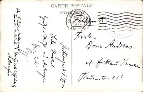 Ak Antwerpen Anvers Flandern, Schoenmarkt, zerstörte Häuser