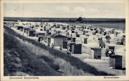 Ak Ustka Stolpmünde Pommern, Strandleben