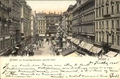 Ak Wien 1 Innere Stadt, Graben mit Dreifaltigkeitssäule