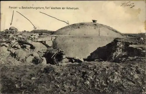 Ak Waelhem lez Malines Flandern Antwerpen, Fort Waelhem, Panzer- und Beobachtungsturm